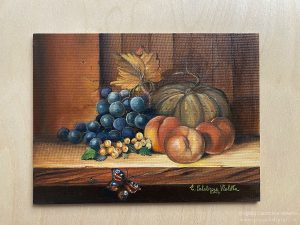 Dipinto olio su tela di 24x18 cm realizzato nel 2004 e raffigurante una delle nature morte presenti in questa galleria.